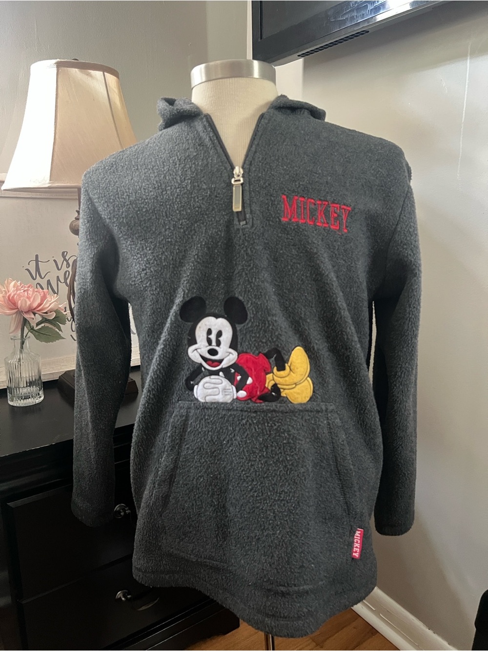 Disney Kids' Charcoal Gray Mickey Pullover Hoodie